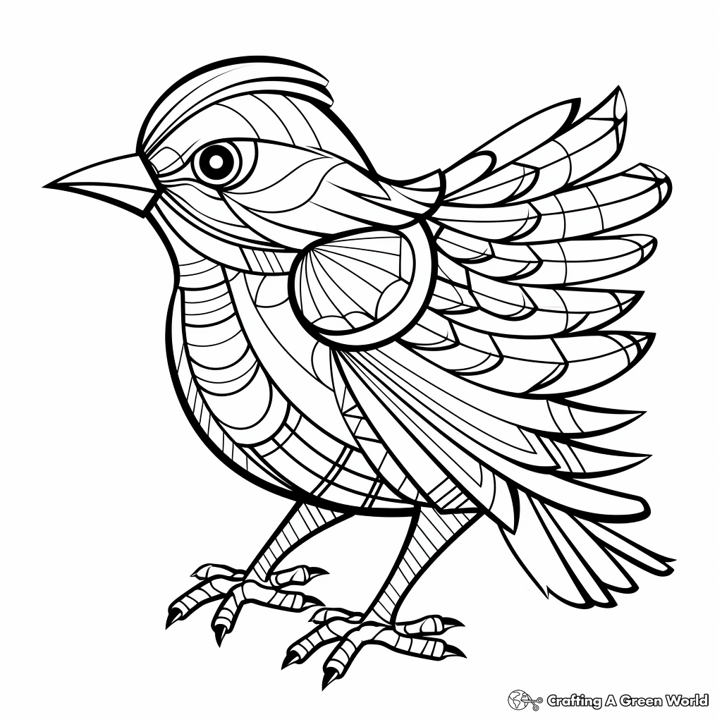 Geometric Bird Design Coloring Pages 1