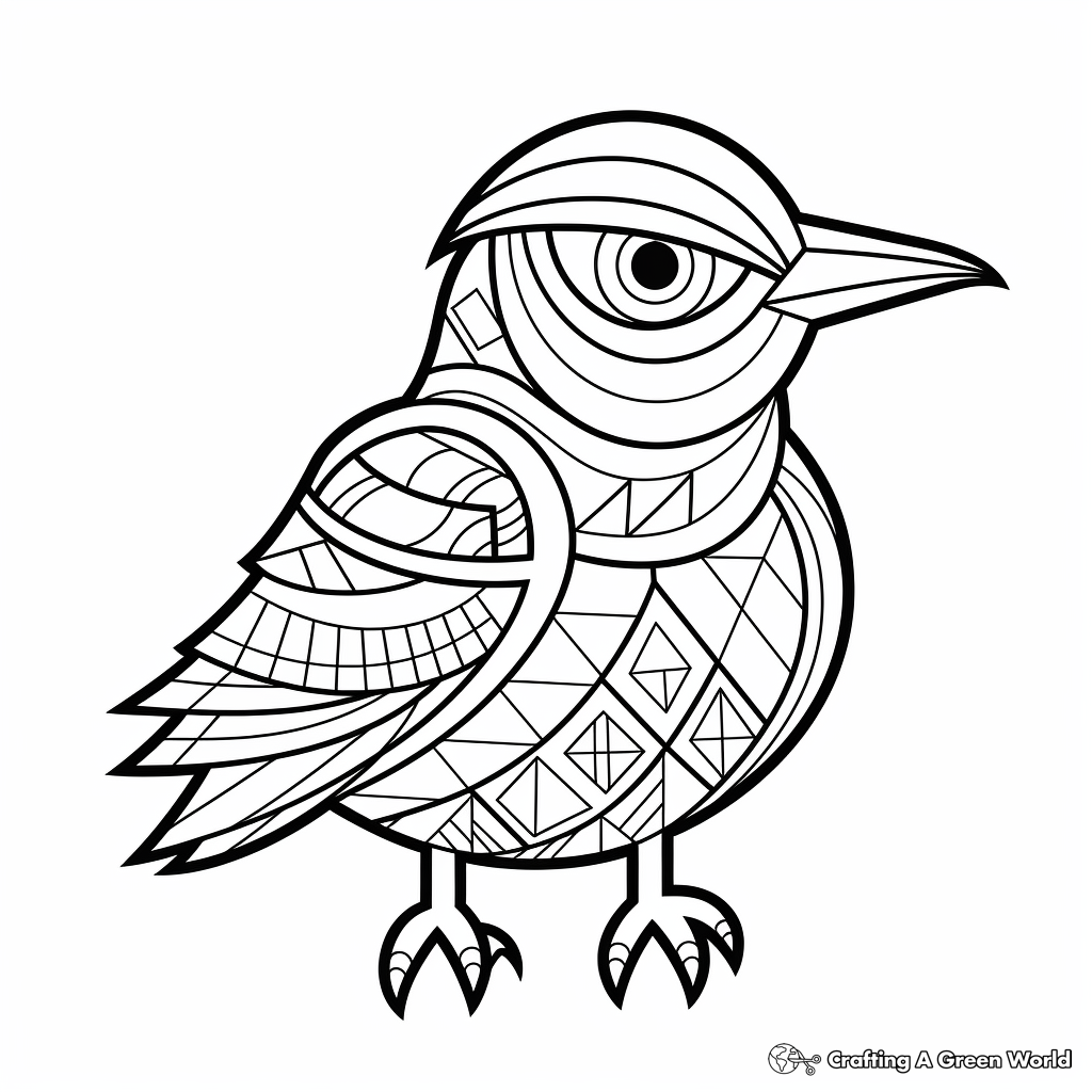 Geometric Bird Design Coloring Pages 3