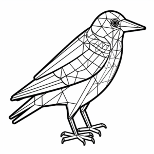 Geometric Crow Coloring Pages for Artists 1