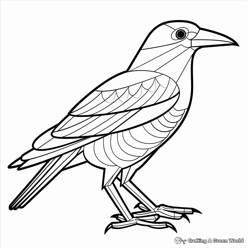 Geometric Crow Coloring Pages for Artists 2