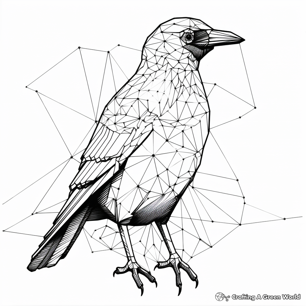 Geometric Crow Coloring Pages for Artists 3