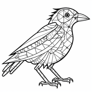 Geometric Crow Coloring Pages for Artists 4