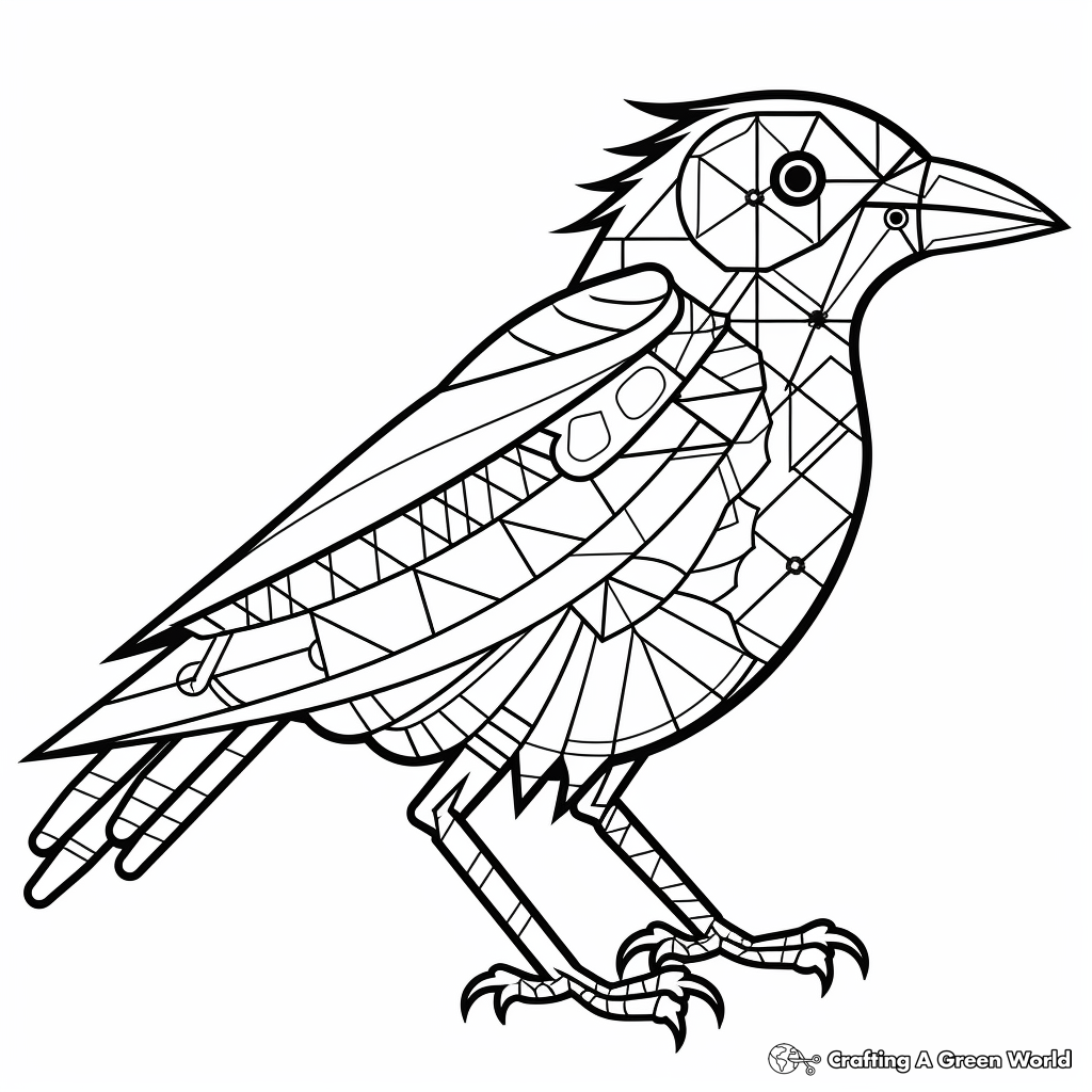 Geometric Crow Coloring Pages for Artists 4