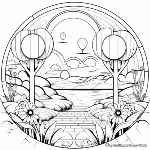 Geometric Nature Scene Coloring Pages 1