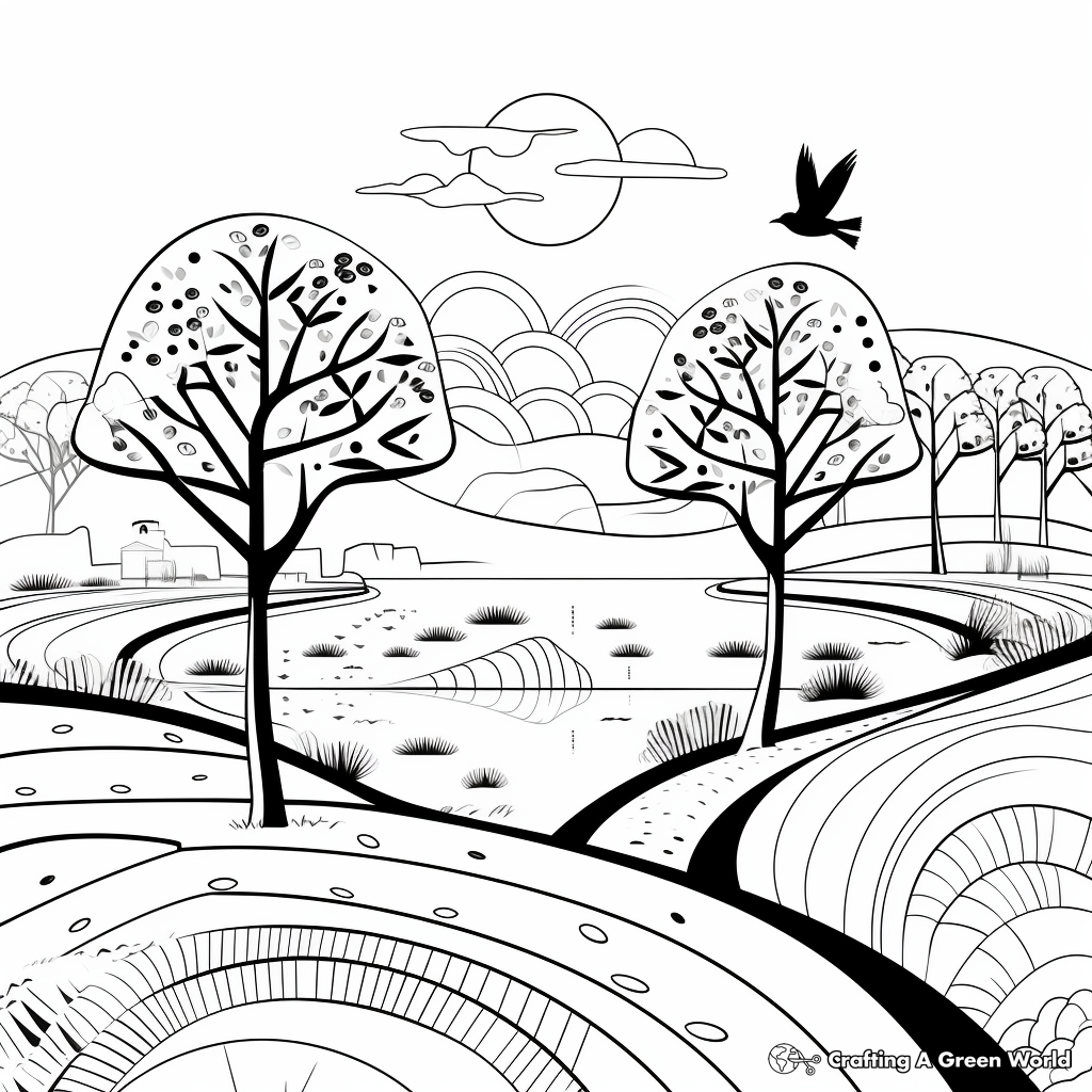 Geometric Nature Scene Coloring Pages 2