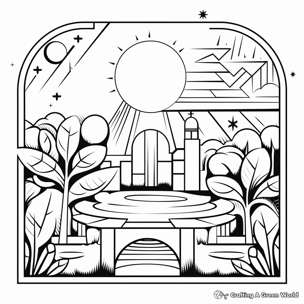 Geometric Nature Scene Coloring Pages 3