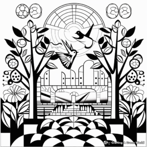 Geometric Nature Scene Coloring Pages 4
