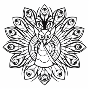 Geometric Peacock Mandala Coloring Pages 4