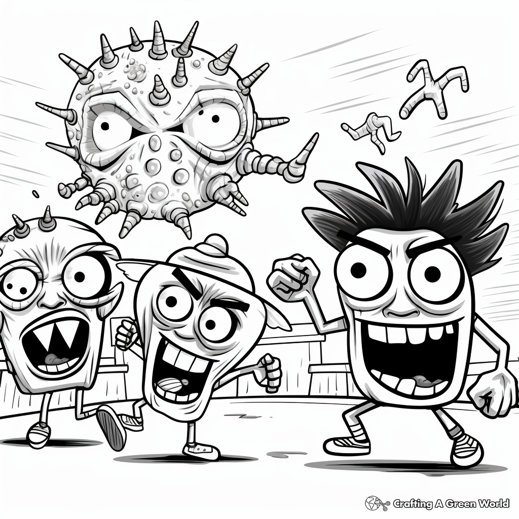 Germs in Action: Immune Response Coloring Pages 2