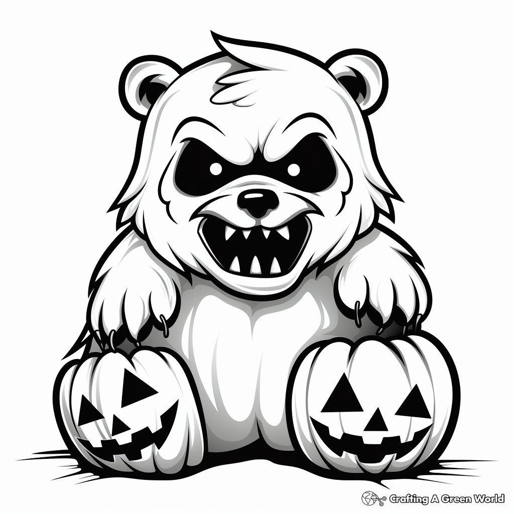 Ghost Bear Halloween Coloring Sheets 2