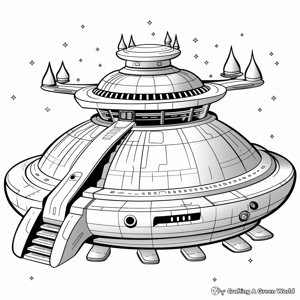 Giant Alien Spaceship: World Invader Coloring Pages 1