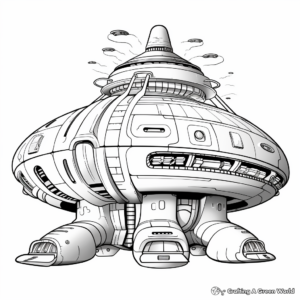 Giant Alien Spaceship: World Invader Coloring Pages 2