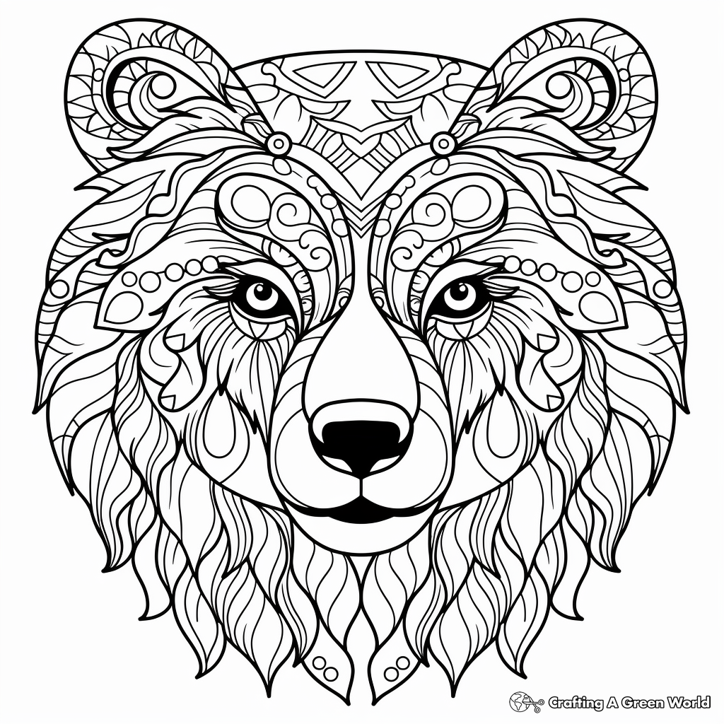 Giant Brown Bear Face Coloring Pages 3