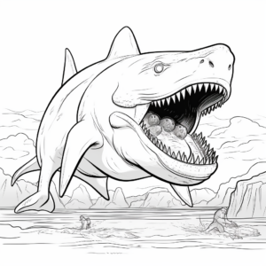Giant Megalodon Attack Coloring Pages 2