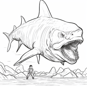 Giant Megalodon Attack Coloring Pages 3