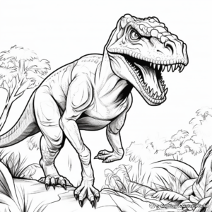Giganotosaurus and Prey Coloring Pages 1