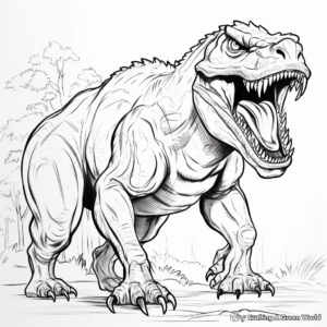 Giganotosaurus Dinosaur Strolling Through the Jungle Coloring Pages 3