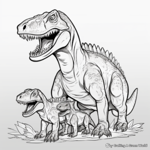Giganotosaurus Family Coloring Pages: Male, Female, and Juveniles 1