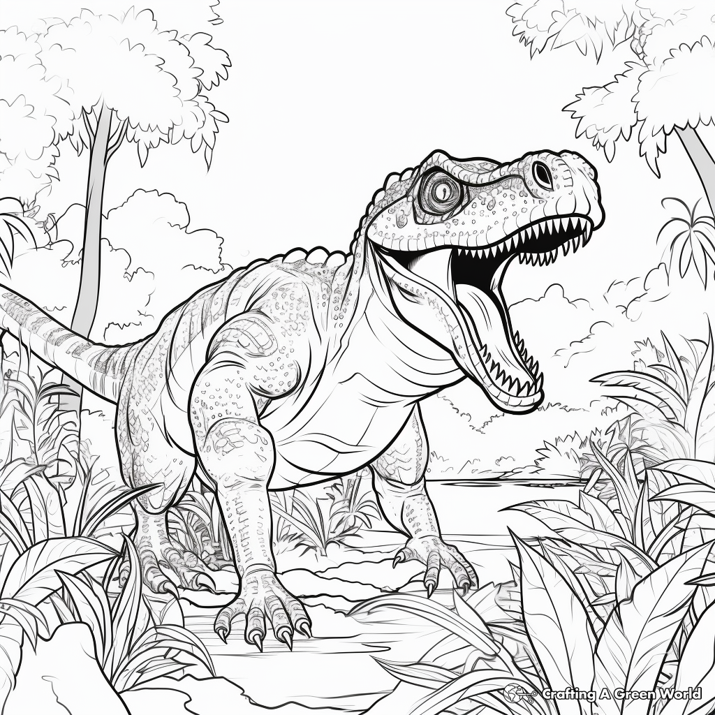 Giganotosaurus Hunting Scene Coloring Pages 2