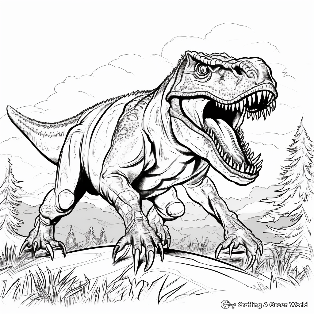 Giganotosaurus in Action Coloring Pages 4