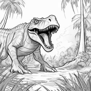 Giganotosaurus in the Wild: Jungle-Scene Coloring Pages 2
