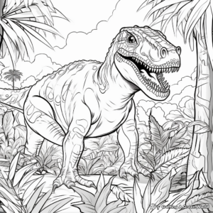 Giganotosaurus in the Wild: Jungle-Scene Coloring Pages 3