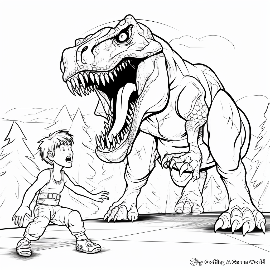 Giganotosaurus vs T-rex Epic Battle Coloring Pages 2