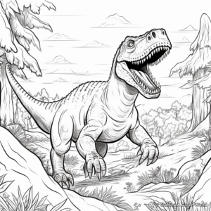 Giganotosaurus vs T Rex in Lively Wilderness Coloring Pages 3