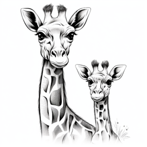 Giraffe Pair Coloring Pages: Male and Female Giraffe 1