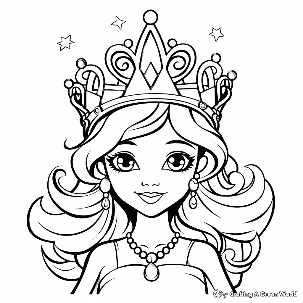 Glamorous Queen's Tiara Coloring Pages 1