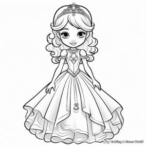 Glistening Icy Gown Winter Princess Coloring Pages 2
