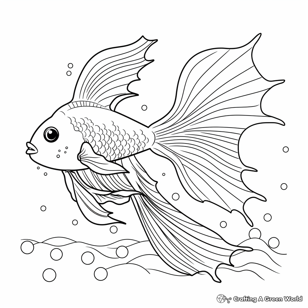 Glitter Coloring Style Betta Fish Pages 1