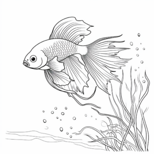 Glitter Coloring Style Betta Fish Pages 2