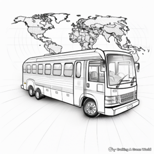 Global Transportation: Bus and Map Coloring Pages 1