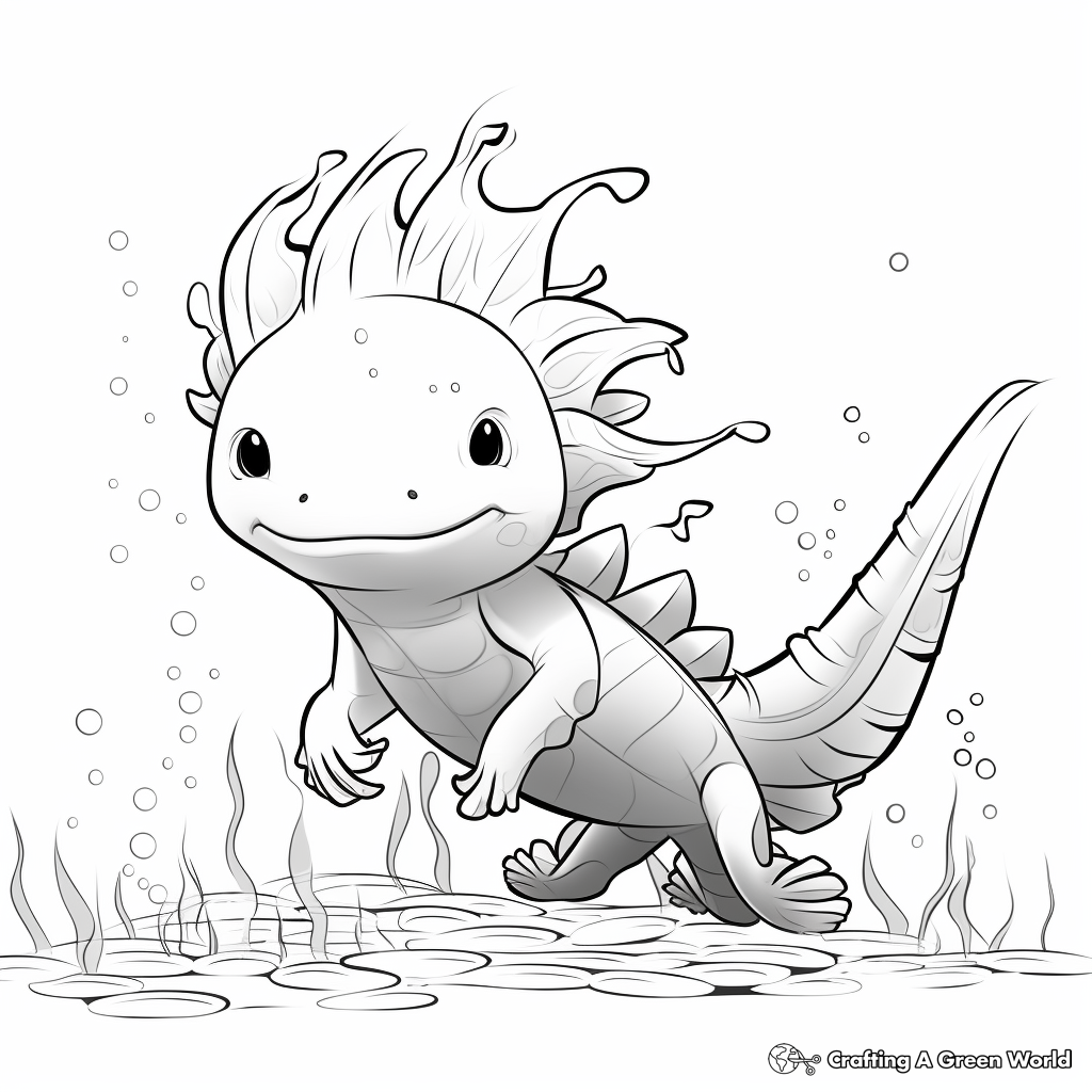 Glow-in-the-Dark Axolotl Coloring Pages 4