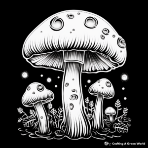Glow in The Dark Bioluminescent Mushroom Coloring Pages 4