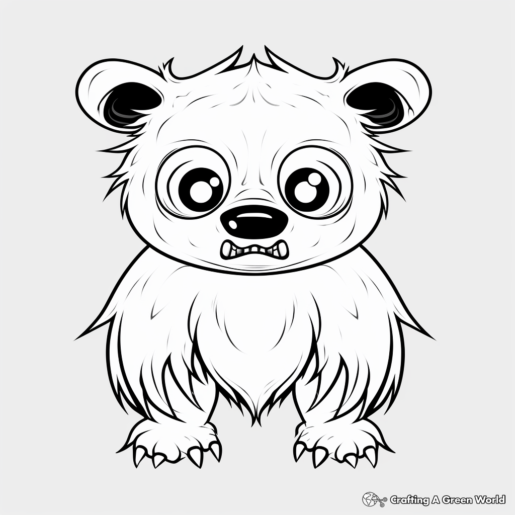 Glowing-Eyed Bear in the Dark Coloring Pages 2