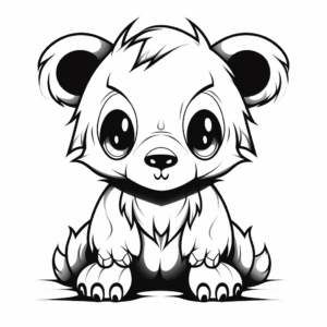 Glowing-Eyed Bear in the Dark Coloring Pages 4