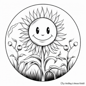 Glowing Harvest Moon and Sun Coloring Pages 1