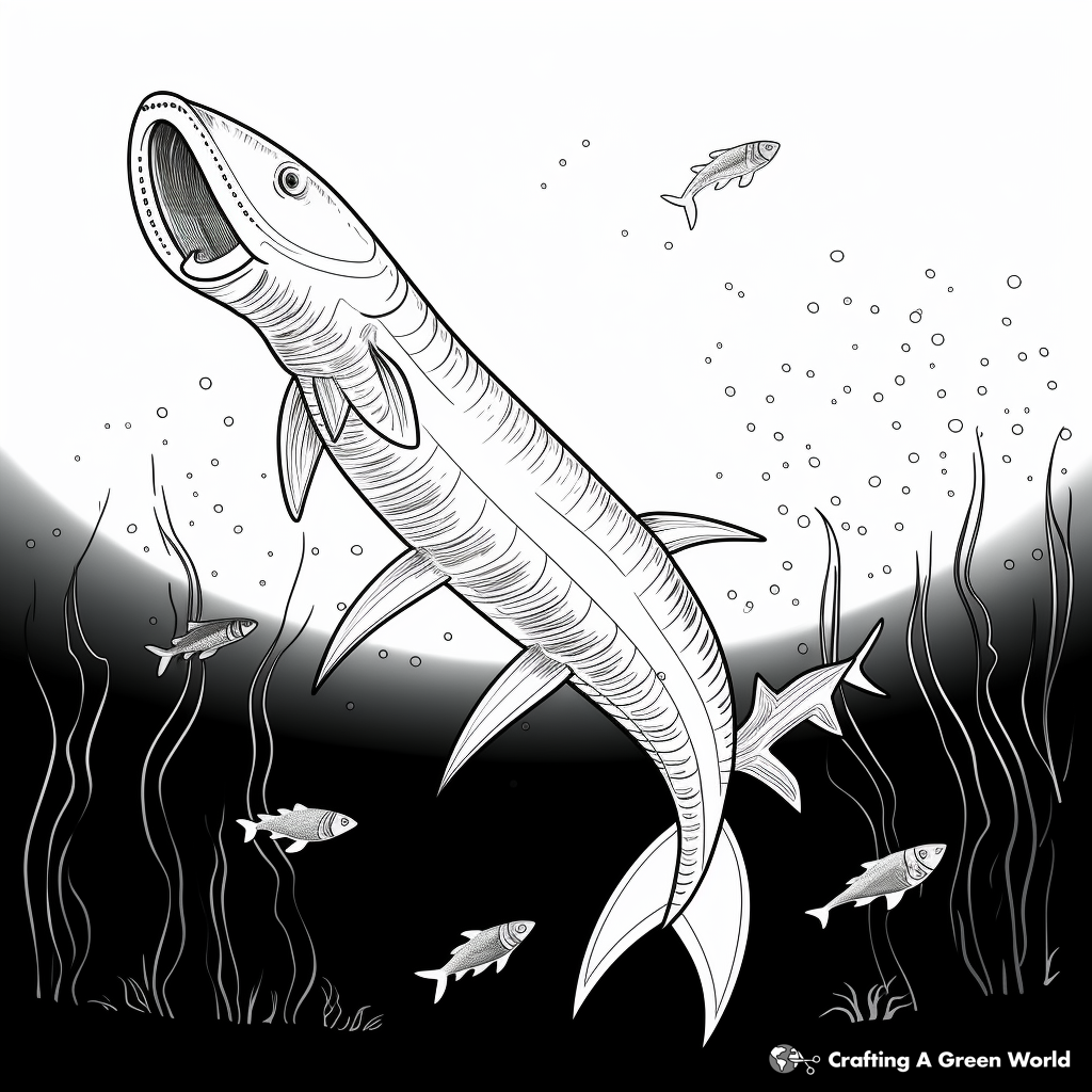 Glowing Mosasaurus in the Dark Coloring Page 2