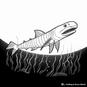 Glowing Mosasaurus in the Dark Coloring Page 3