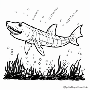 Glowing Mosasaurus in the Dark Coloring Page 4