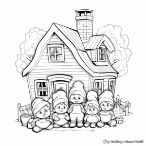 Gnome House Family Coloring Pages: Father, Mother, and Children 4