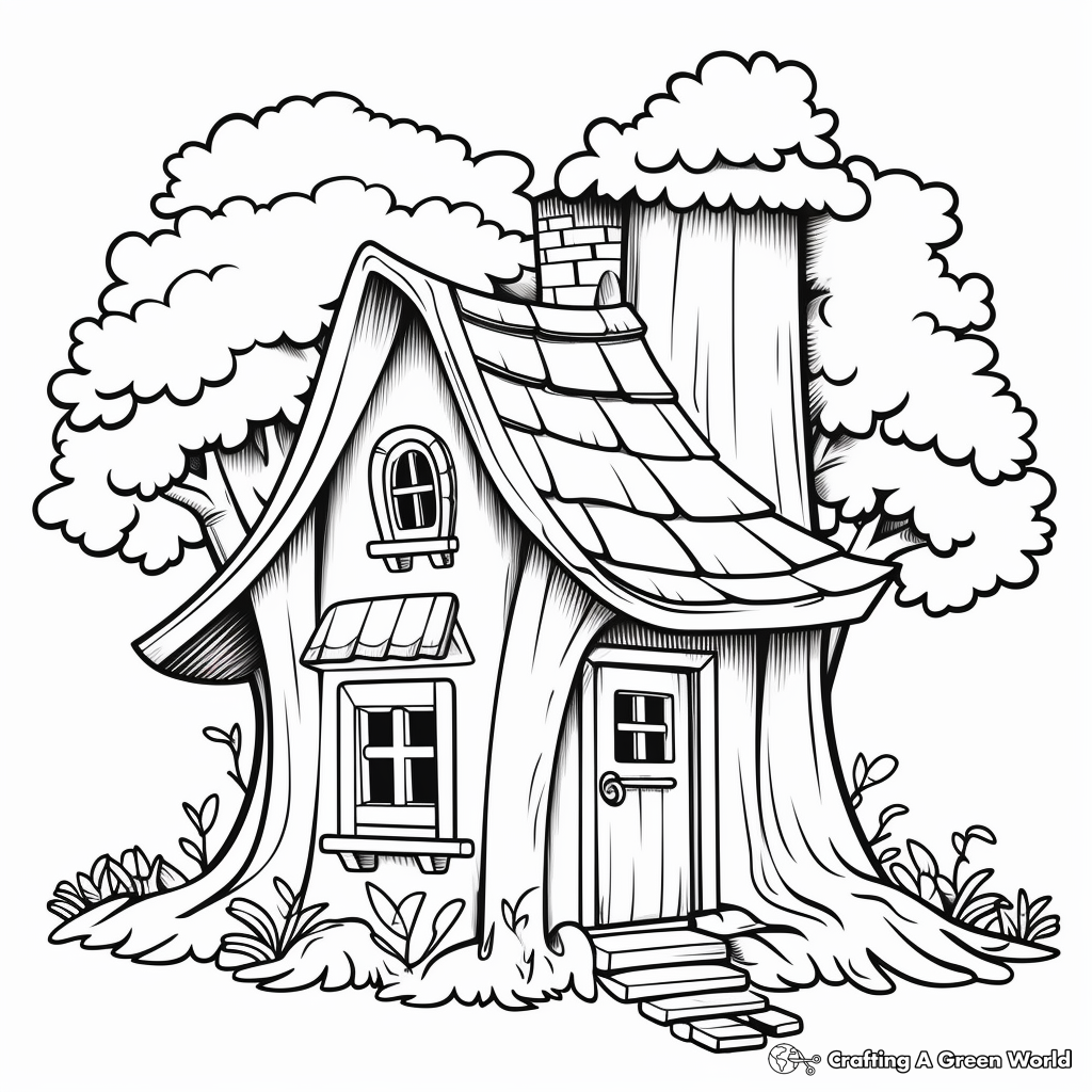 Gnome House in the Forest Coloring Pages for Children 2