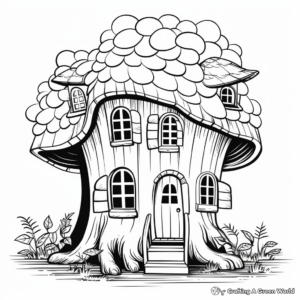 Gnome House in the Forest Coloring Pages for Children 3