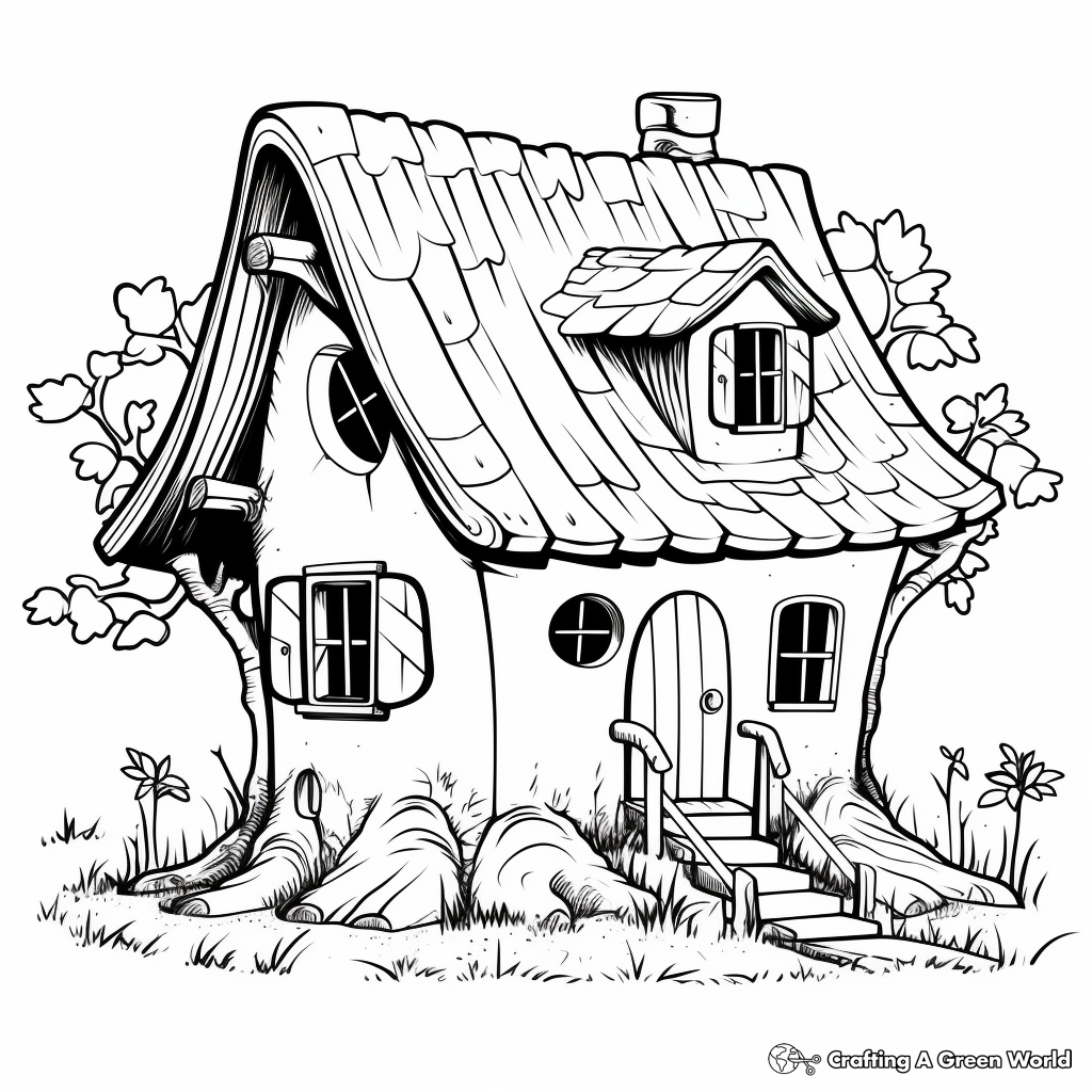Gnome House in the Forest Coloring Pages for Children 4