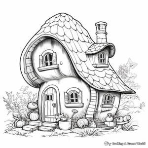 Gnome House with Garden: Nature-Scene Coloring Pages 3