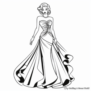 Golden Age Hollywood Glam Dress Coloring Pages 1