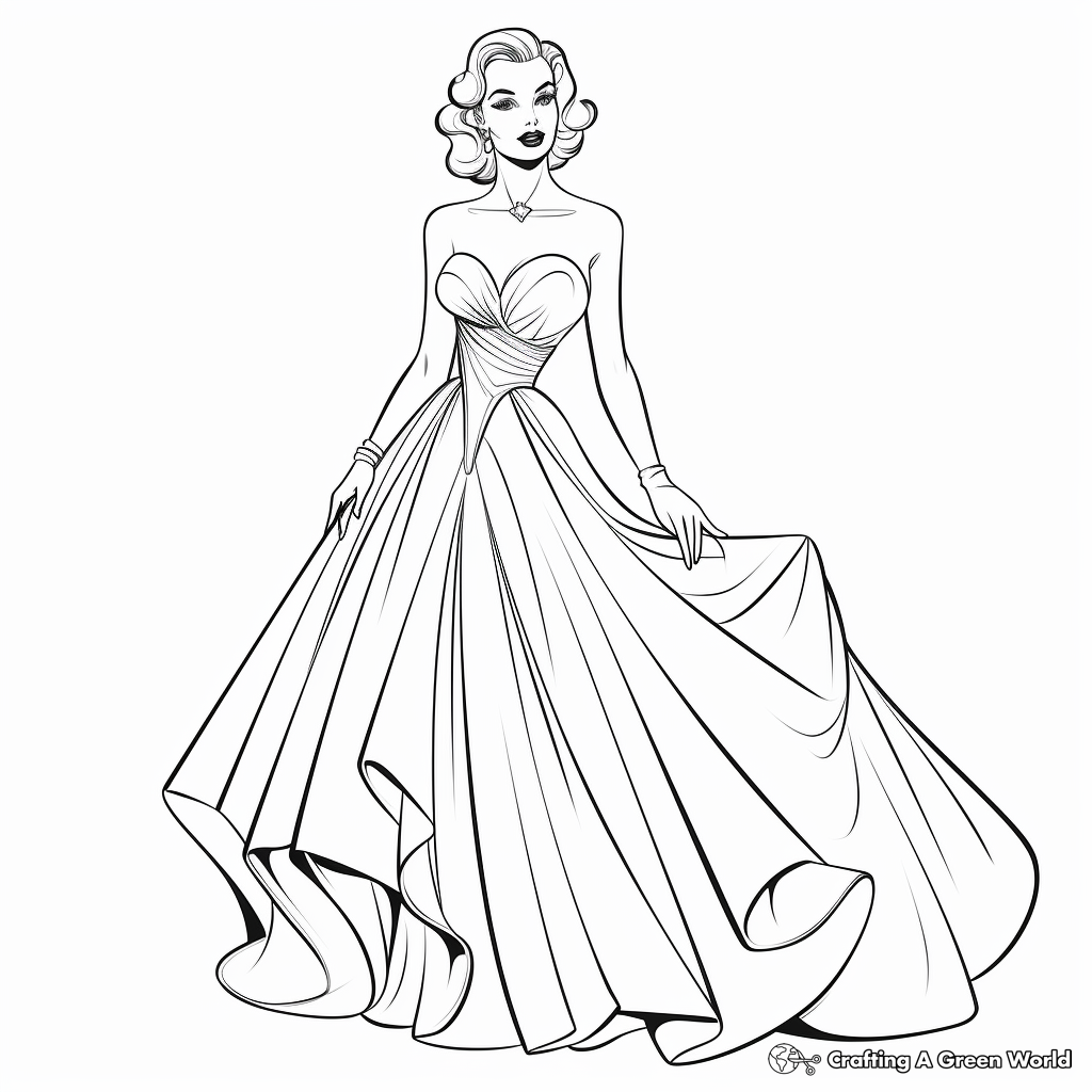 Golden Age Hollywood Glam Dress Coloring Pages 2