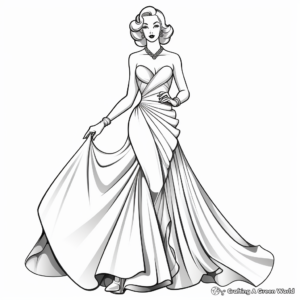 Golden Age Hollywood Glam Dress Coloring Pages 4
